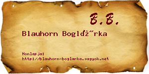 Blauhorn Boglárka névjegykártya